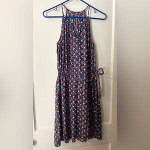 Cruise Boat Print Summer Dress S Blue Red‎ Sleeveless Lightweight 41 Hawthorne